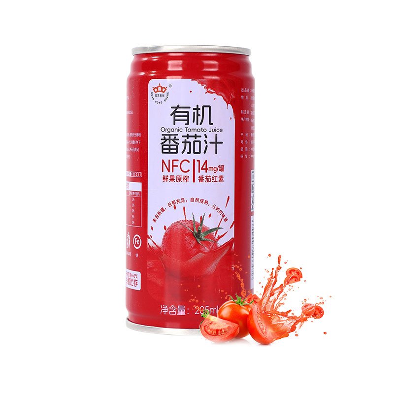 冠农股份(GUAN NONG SHARE)新疆有机番茄汁100%NFC鲜果原榨0添加剂0脂肪205ml*16罐[整箱]高清大图
