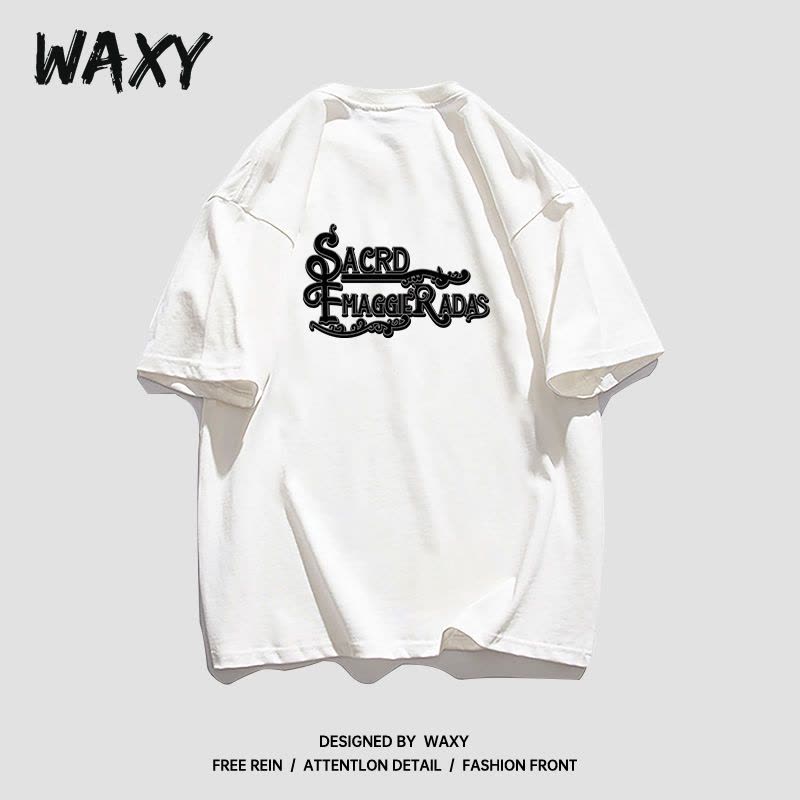 WAXY夏季新款纯棉短袖T恤女学生宽松复古休闲慵懒风韩版潮牌上衣图片