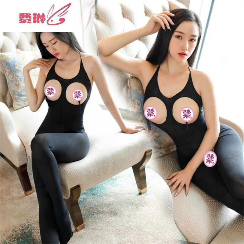 情趣内衣血滴子连身袜开裆露乳丝袜诱惑性感夜店惑SM开裆袜 费琳