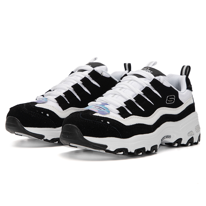 Skechers/斯凯奇女鞋新款熊猫鞋轻质缓震耐磨运动休闲鞋13141-BKW ZP高清大图