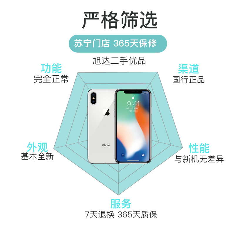 [二手9成新]苹果/Apple iPhone X 银色 64GB 全网通4G 苹果手机 国行