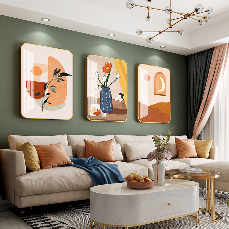 怡茹客厅沙发背景墙挂画现代简约轻奢墙上装饰画创意壁画三联墙画
