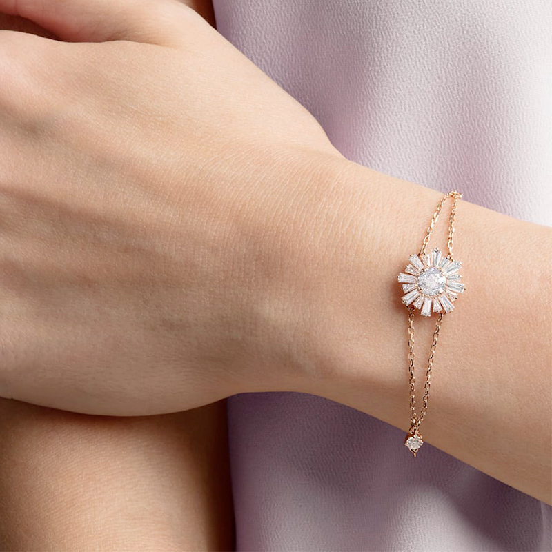 SWAROVSKI 施华洛世奇人造水晶璀璨阳光镀玫瑰金色手链5451357