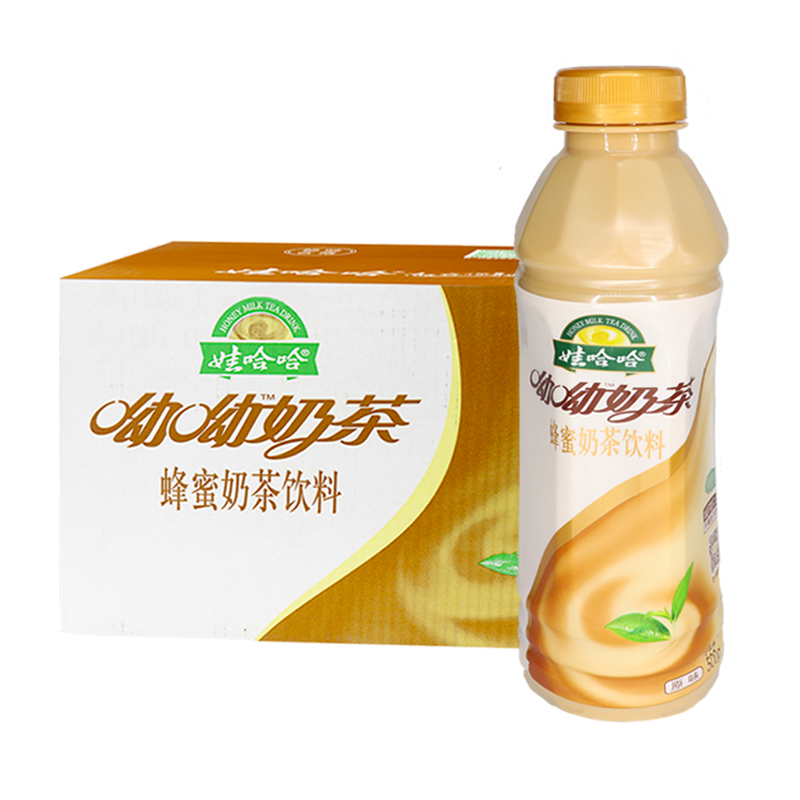 娃哈哈呦呦奶茶蜂蜜奶茶饮料原味500g15瓶整箱19年12月生产9月到期