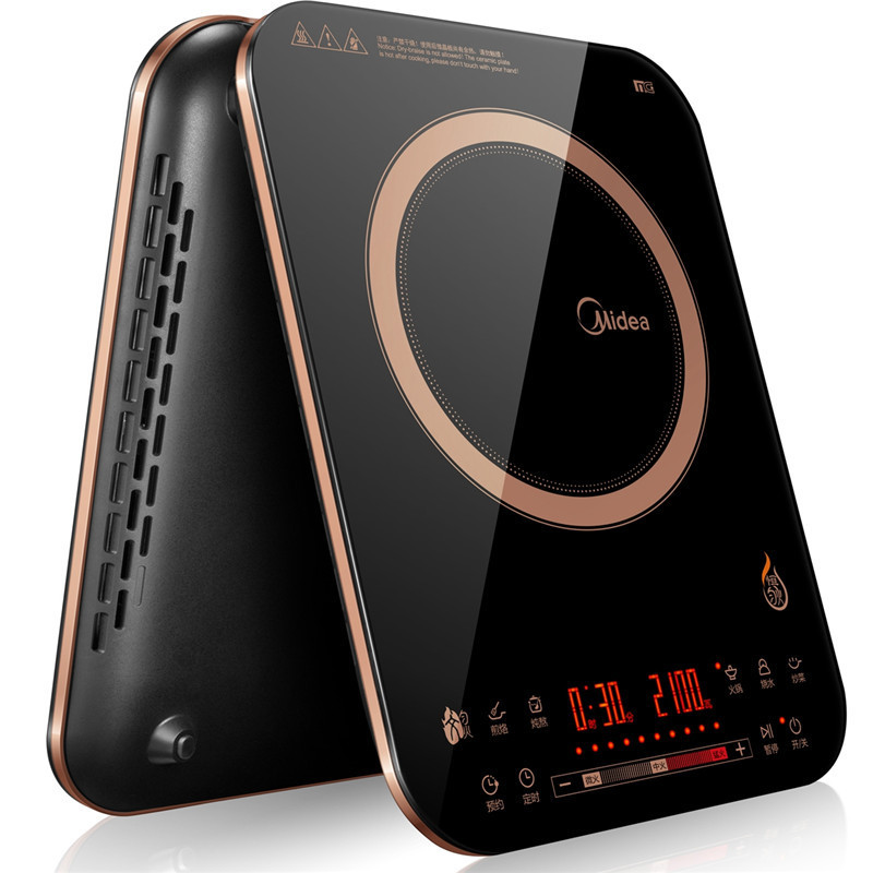 Midea/美的 RH2153 电磁炉 智能 超薄 恒匀火 静音 触摸屏 汤锅炒锅 滑动触控 黑晶面板7档调节