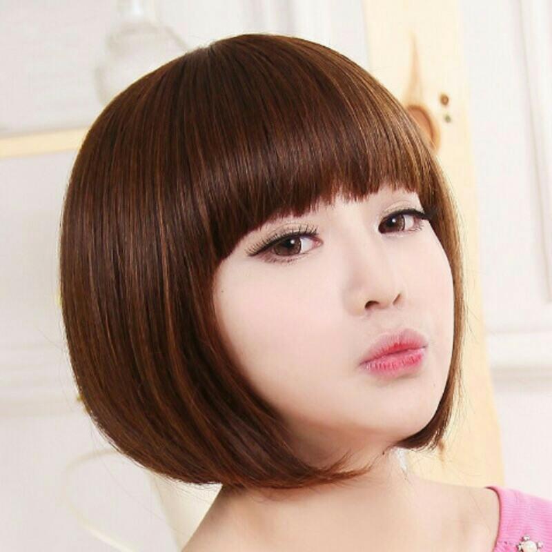 真发刘海假发型假头发儿童假发女短发美发娃娃cos假发女cosplay 自然黑(送三件套)