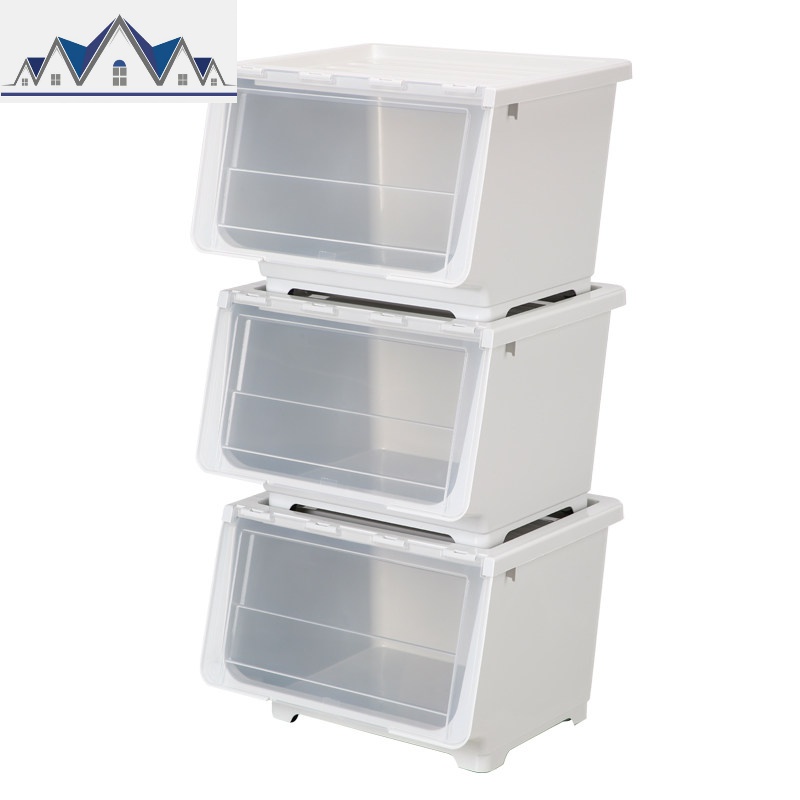 儿童玩具收纳架子宝宝整理架玩具柜幼儿园简易塑料多层置物架翻盖 三维工匠收纳柜 北欧白加大号3个装