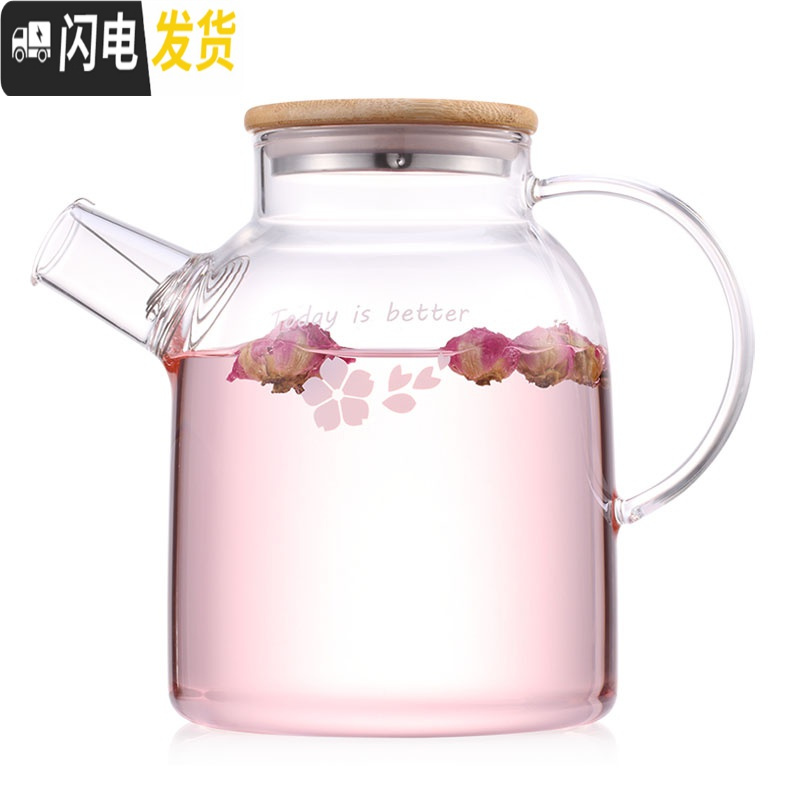 三维工匠茶壶耐热玻璃茶具可高温泡茶壶花茶壶过滤家用烧水壶套装 大圆嘴壶-单壶