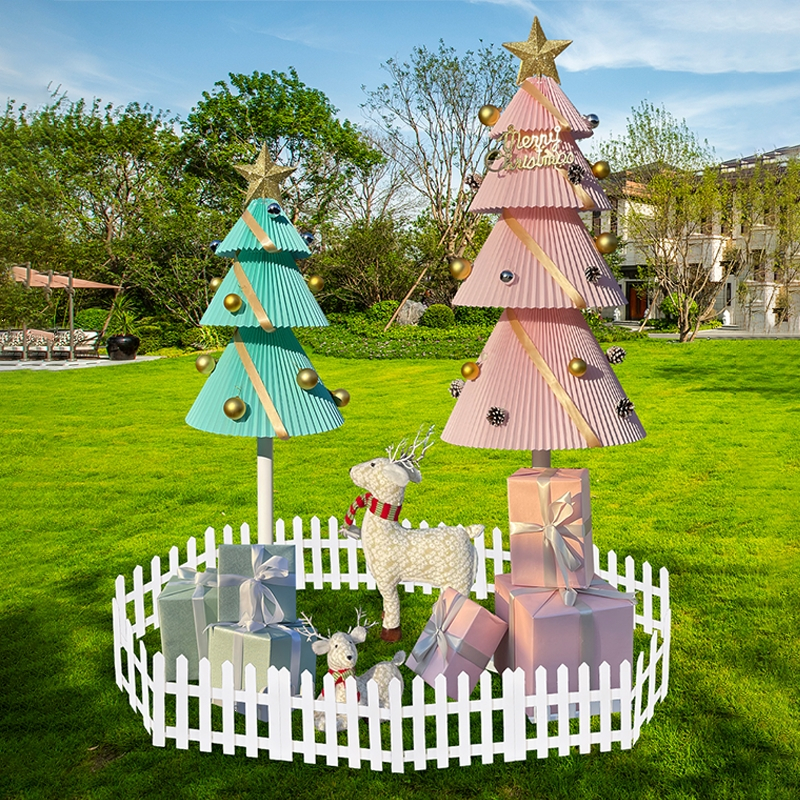 邦可臣户外圣诞节装饰创意网红圣诞树摆件商场橱窗酒店美陈新年场景布