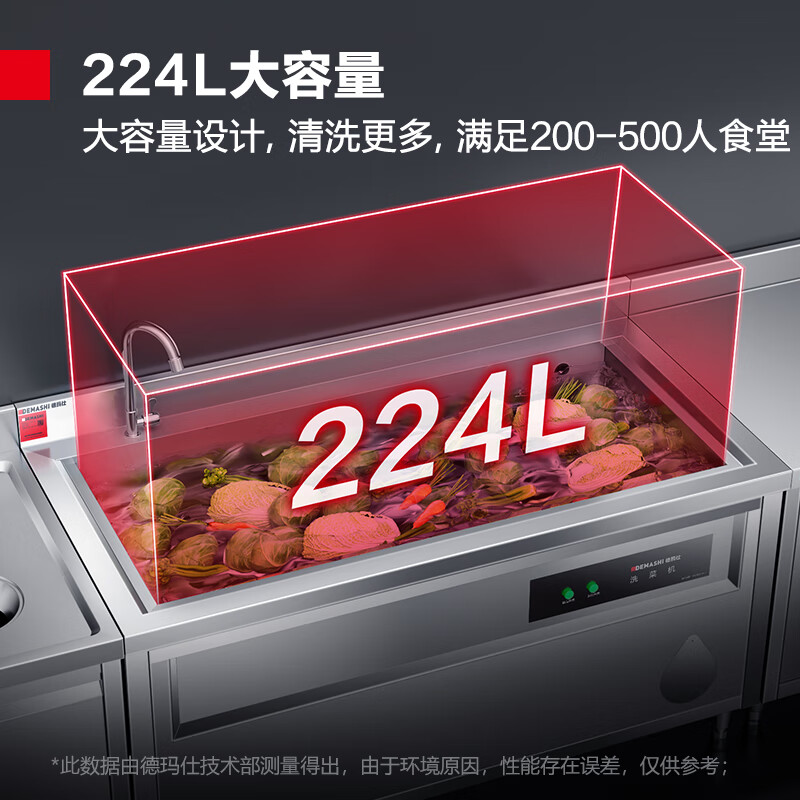 德玛仕(DEMASHI)商用洗菜机大型果蔬清洗机 鼓泡洗菜池商用 蔬菜水果食材净化机器FG-1800(1.8米工程款 )高清大图