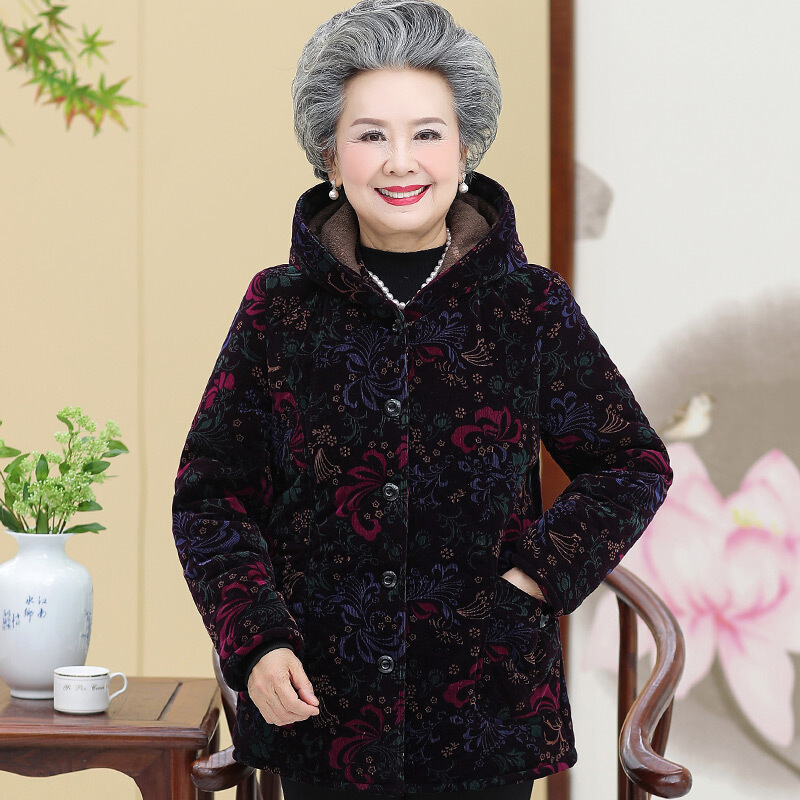 迪鲁奥(DILUAO)老年人冬装女70岁奶奶装棉衣胖妈妈秋冬款老太太老人加厚棉袄衣服
