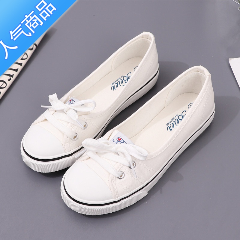 SUNTEK2023浅口春夏帆布鞋女韩版休闲懒人鞋学生平底布鞋单夏鞋夏2高清大图