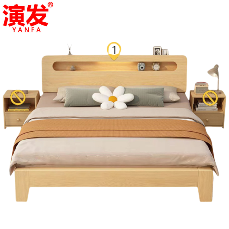 卧室床+床头柜120*200cm 张高清大图