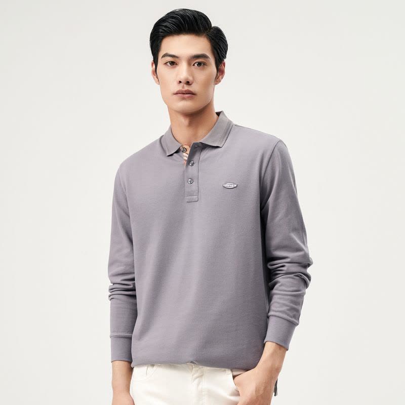 恒源祥长袖T恤男纯棉休闲秋季新款中年男士翻领polo衫商务男装图片