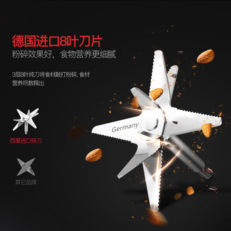 美国西屋(WESTINGHOUSE)WFB-A1 破壁料理机 加热家用不锈钢刀头 进口优质电机 耐热玻璃杯米糊料理机高清大图