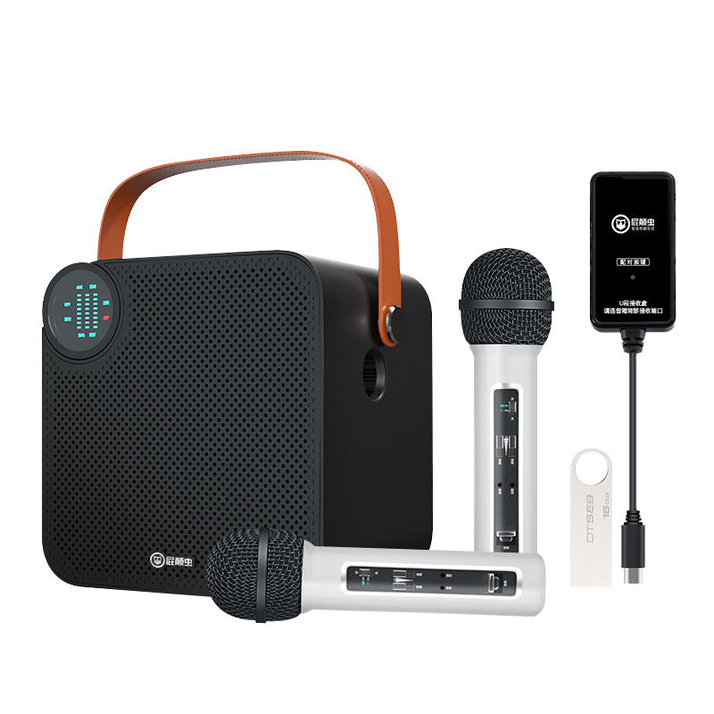 屁颠虫A7家庭ktv无线麦克风电视全民k歌神器家用唱歌蓝牙话筒音响一体手机电脑通用演讲教学广场舞会议主持音箱 双麦版黑色高清大图