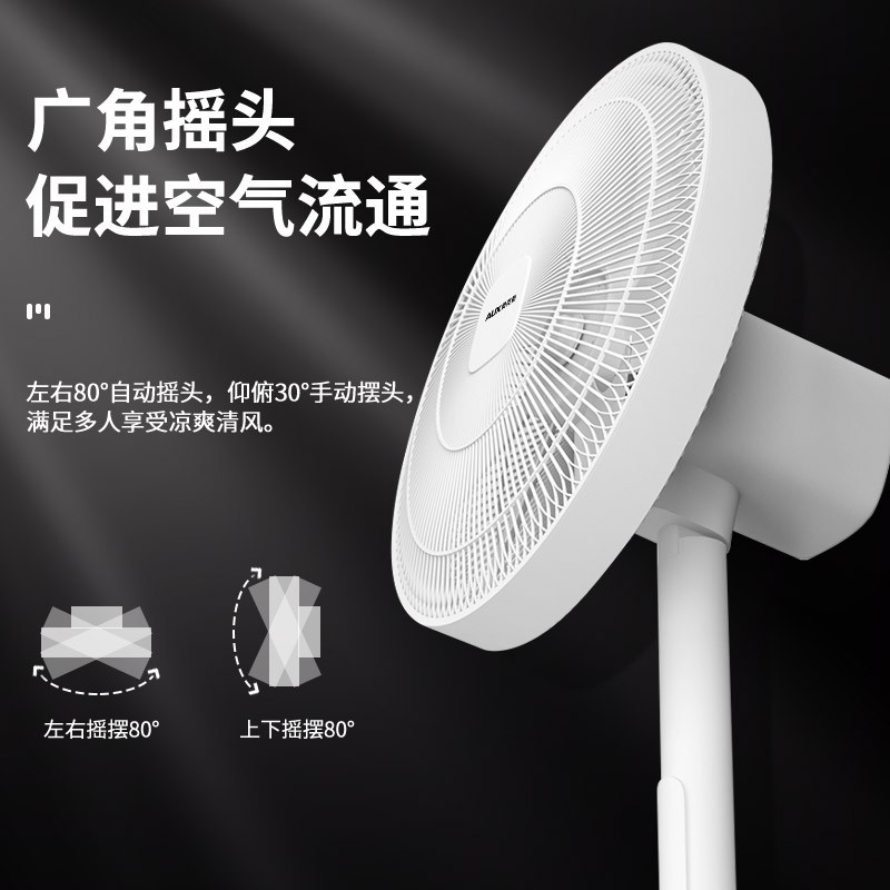 奥克斯风扇家用大风力台式立式电风扇遥控音静落地扇摇头大风量 白色升级(遥控)高清大图