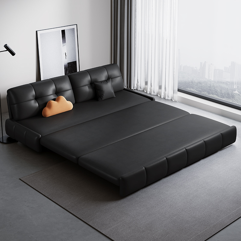 欧梵森现代简约多功能猫抓皮沙发床可折叠伸缩两用单双人客厅家用小