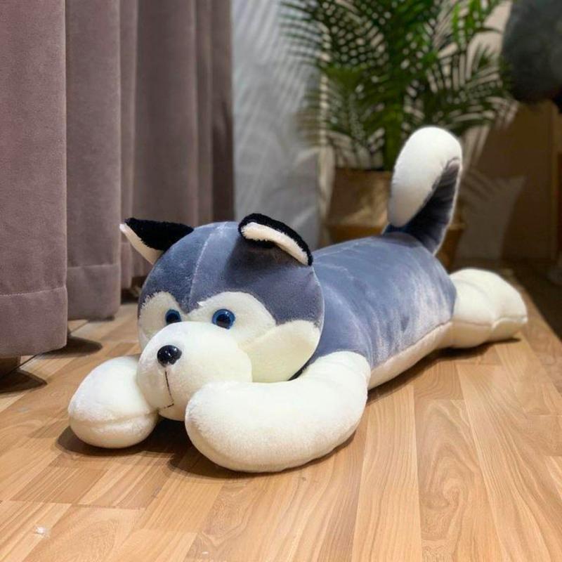 灰色哈士奇 50cm(送玫瑰) 哈士奇公仔抱枕毛绒玩具趴趴狗可爱玩偶布娃娃二哈女友生日礼物