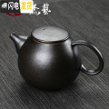 三维工匠手工提梁壶过滤泡茶壶大号陶瓷粗陶壶家用手抓壶日式创意功夫茶壶 古陶【茶壶】倒把壶黑禅