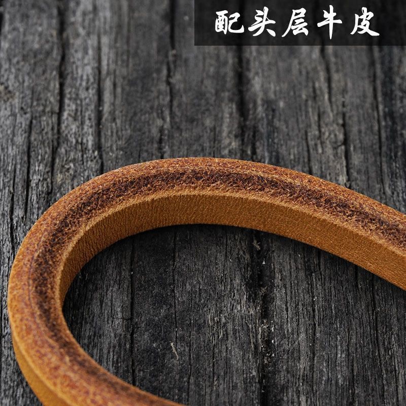 高档复古创意机车钥匙扣汽车钥匙链挂件手工牛皮防丢件钥匙链圈环 随机颜色