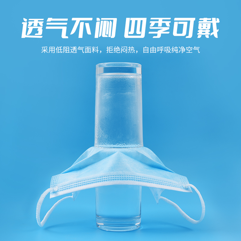 医用外科口罩一次性医疗口罩灭菌级单只独立包装医护透气三层防护带熔喷布防病菌专用成人男女50只蓝色高清大图