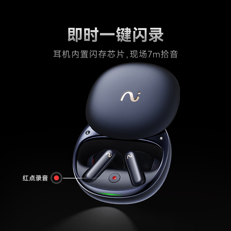 科大讯飞[高配旗舰] 录音降噪会议耳机Pro2午夜蓝一键闪录同传听译 主动降噪 AI会议助理适配苹果华为高清大图