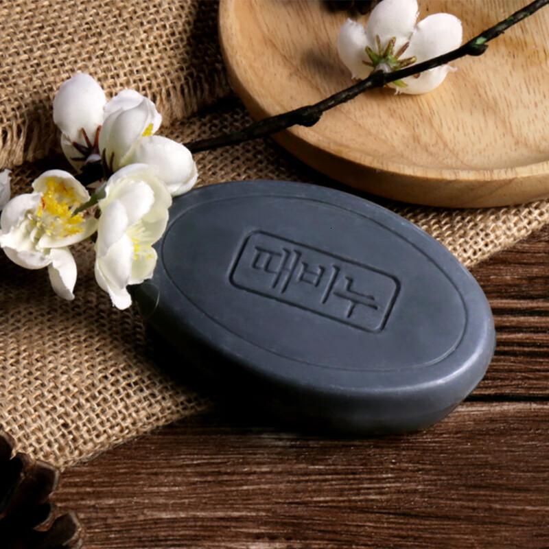 無瑾花 韩国进口 坚碳竹炭香皂90g(清香型)洁面皂沐浴皂 吸附油污高清大图