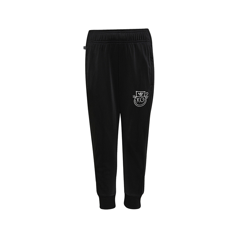 adidas originals 童装 Logo几何印花拉链夹克外套束脚运动裤运动套装 男童 黑色 HK9776