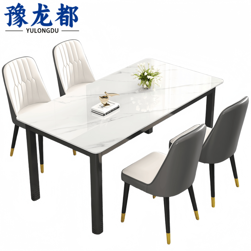 豫龙都 食堂餐桌一桌四椅套高清大图