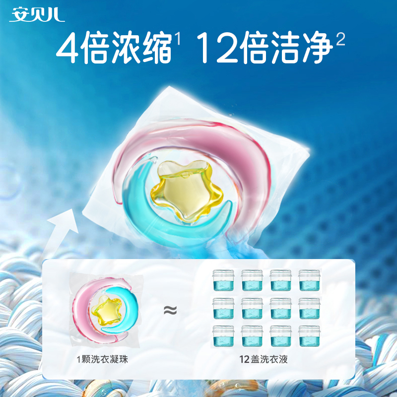 安贝儿 香水玫瑰3D洗衣凝珠72粒*1桶高清大图