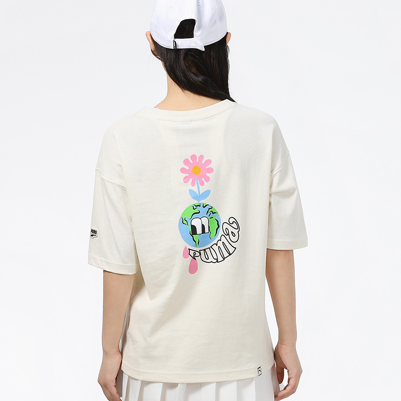 Puma彪马印花短袖T恤女士2021夏季新款纯棉体恤宽松上衣533050