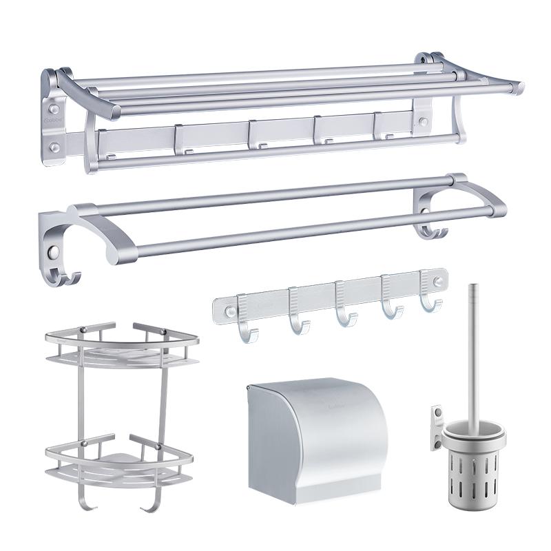 卡贝毛巾架太空铝免打孔卫生间浴室置物架浴巾架卫浴五金挂件套装
