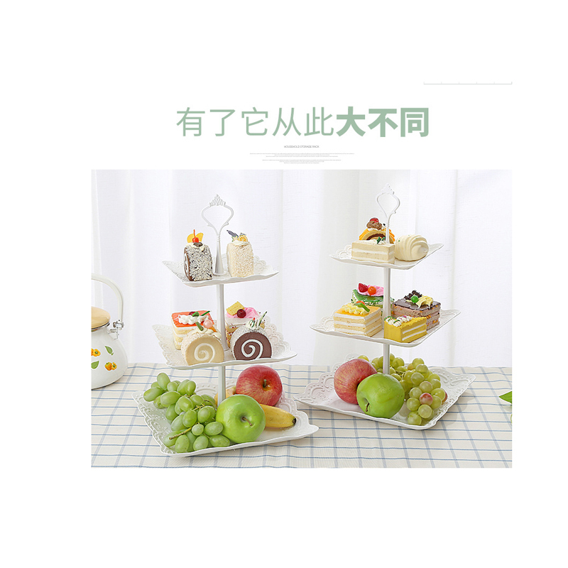 企业定制 FORUOR 欧式三层水果盘干果盘下午茶点心托盘甜品台 多层蛋糕架 蛋糕摆台 DMS