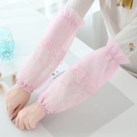 淡粉色 透明时尚白色女秋冬女版长套袖蕾丝花边工作款袖套百搭个性可爱韩