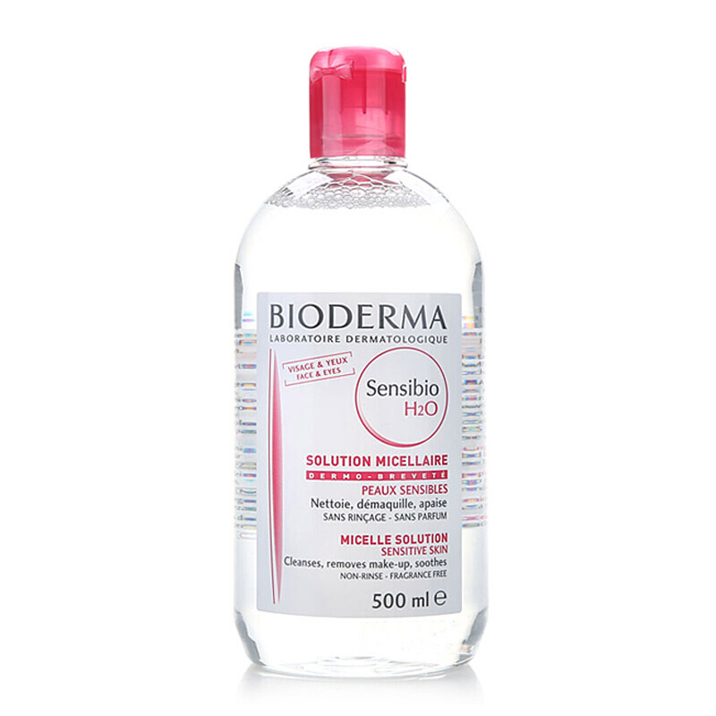 BIODERMA 贝德玛卸妆水500ml 粉水脸部眼部眼唇面部卸妆液温和深层清洁各种肤质 法国进口