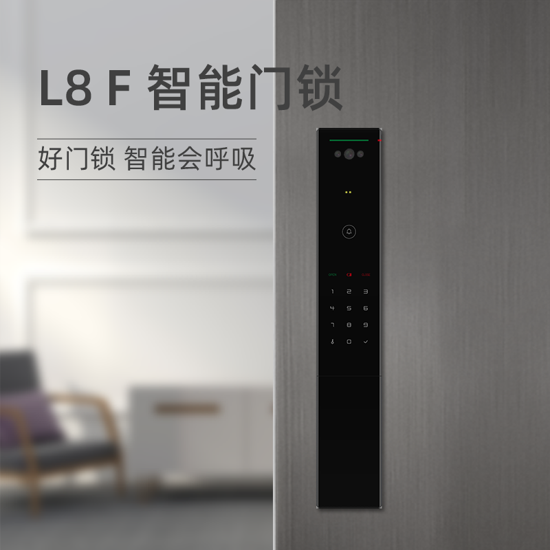 鼎山科技 (DINSTECH) L8F 3D人脸识别智能门锁家用大门密码锁 办公室电子锁房门防盗门指纹锁 星光灰