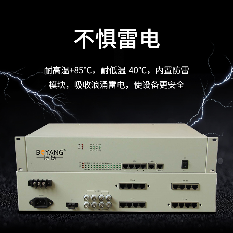 博扬 电话光端机 50路电话 单纤40km 机架式单电源1对价 BY-50P-40KM