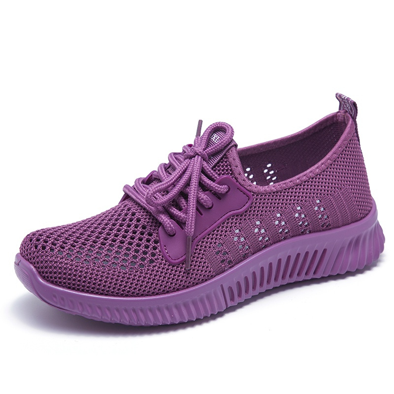 枫述夏季老北京布鞋女飞织透气网面运动鞋平底休闲百搭网鞋软底妈妈鞋