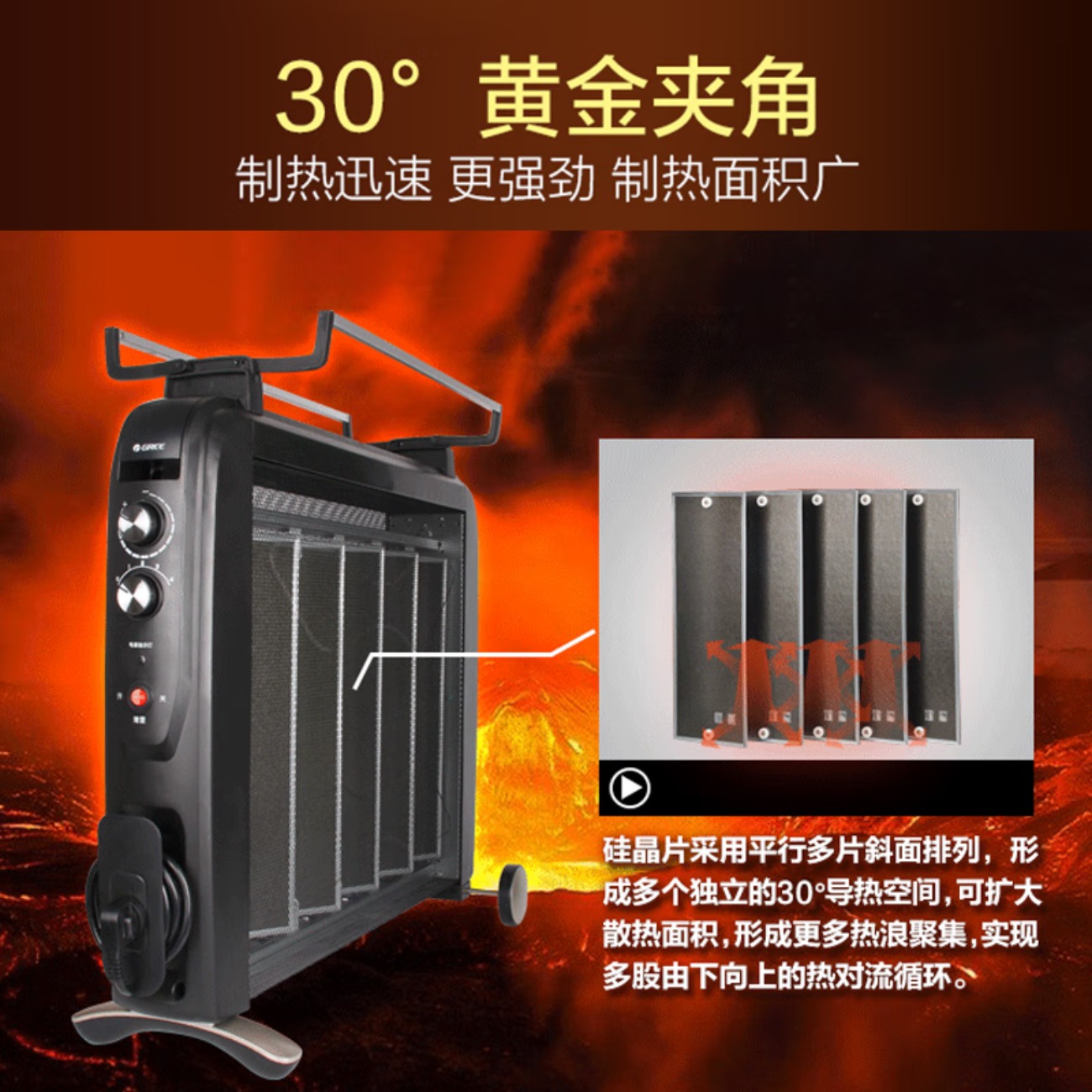 格力(GREE)电暖器家用节能电热膜省电快热取暖器无光防烫电暖气干衣加湿速热电暖器NDYC-25C-WG高清大图