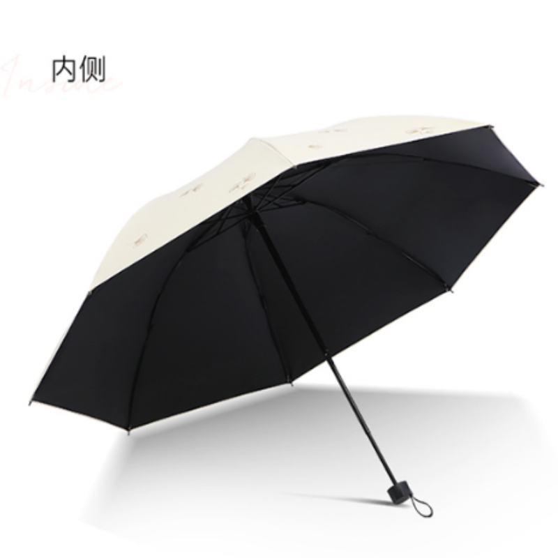天堂 防紫外线晴雨伞三折8k钢骨玻纤黑胶遮阳防晒太阳伞 伞下100CM高清大图
