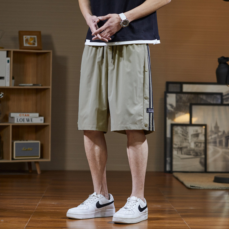 [1.5折价45元]唐狮短裤男夏季短裤男休闲裤男夏季排扣宽松休闲短裤男士休闲裤