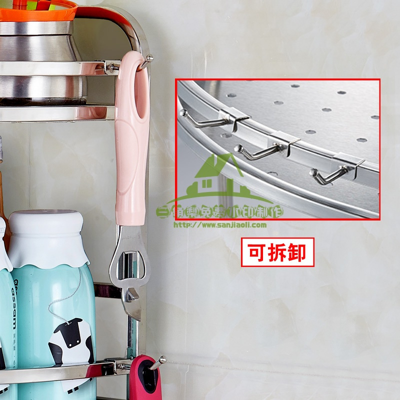 新款304不锈钢厨房置物架3层三角转角味架料架收纳厨具用墙角壁挂收纳箱收纳柜收纳盒储物箱