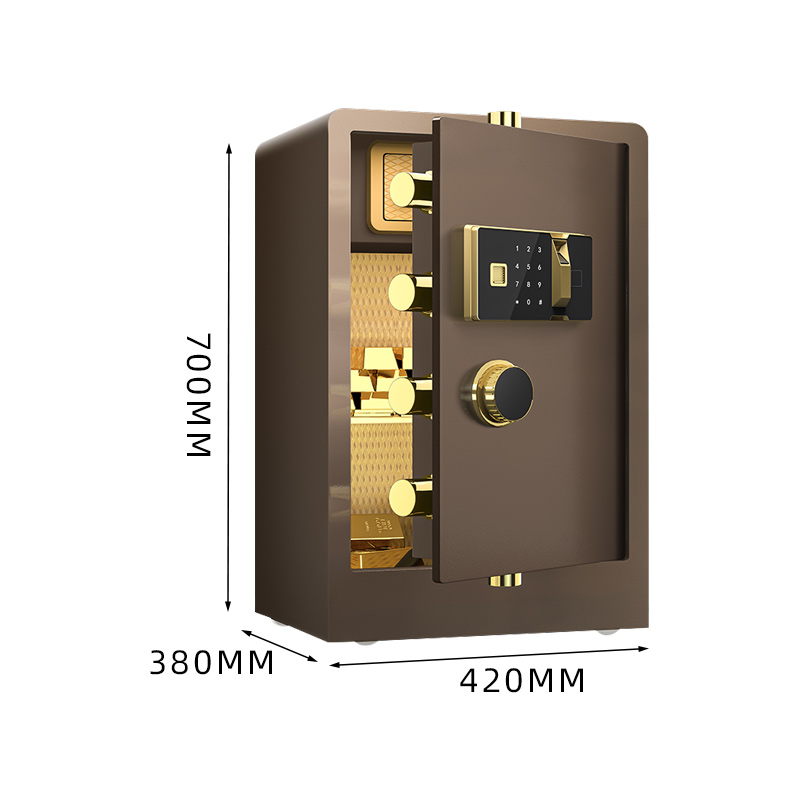 臻远ZY-NW-BXGS-44全钢实心保险柜办公防盗保险箱 高70cm咖色指纹款高清大图