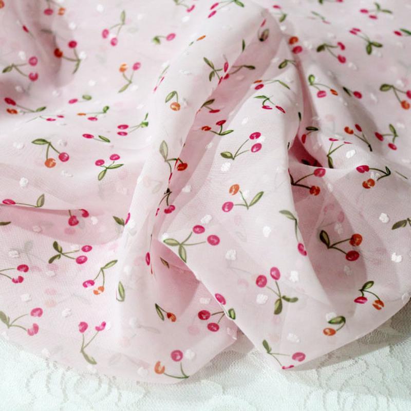 雪纺印花面料夏服装连衣裙半身裙网纱衬衫布印花雪纺田园碎布料白色小