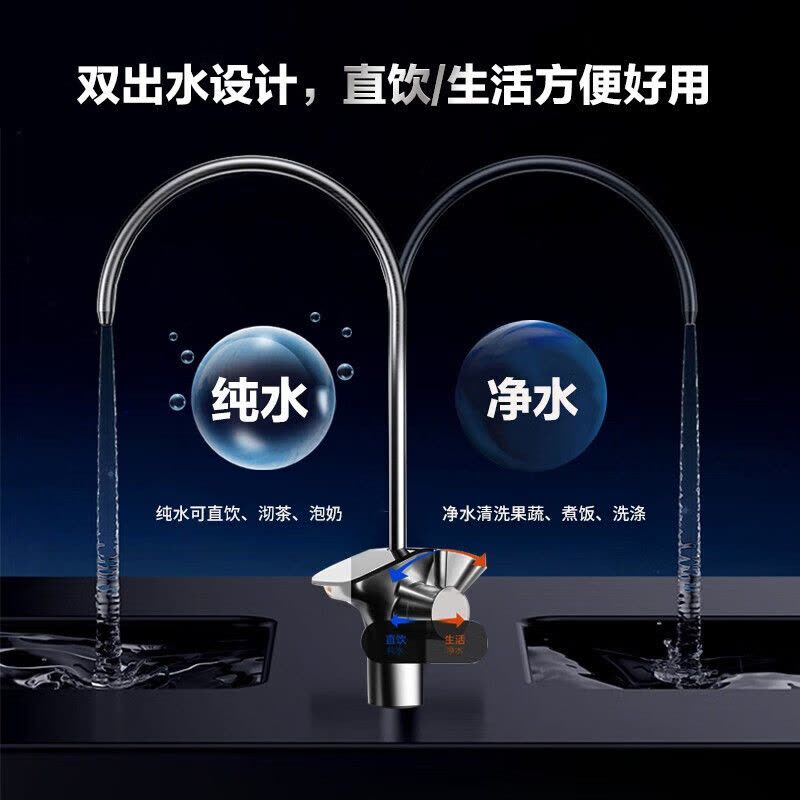 苏泊尔(SUPOR)净水器家用1200G厨下式净水器过滤器直饮机6年RO反渗透鲜活零陈水双芯过滤直饮SJR-UR106图片