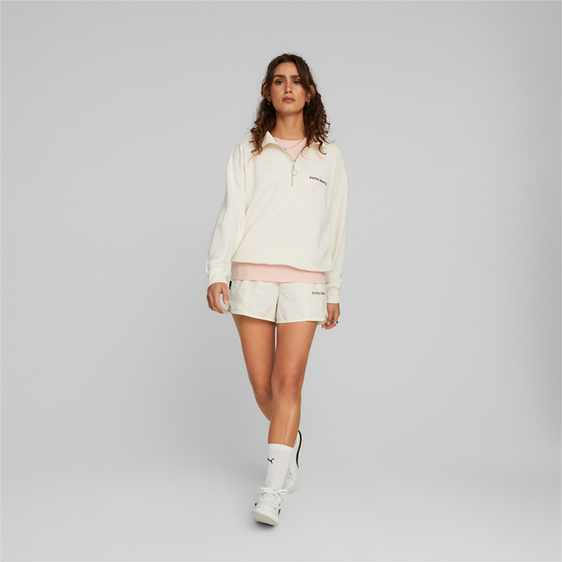 PUMA 纯色Logo刺绣抽绳常规短裤 女款 纯白色 620598-65
