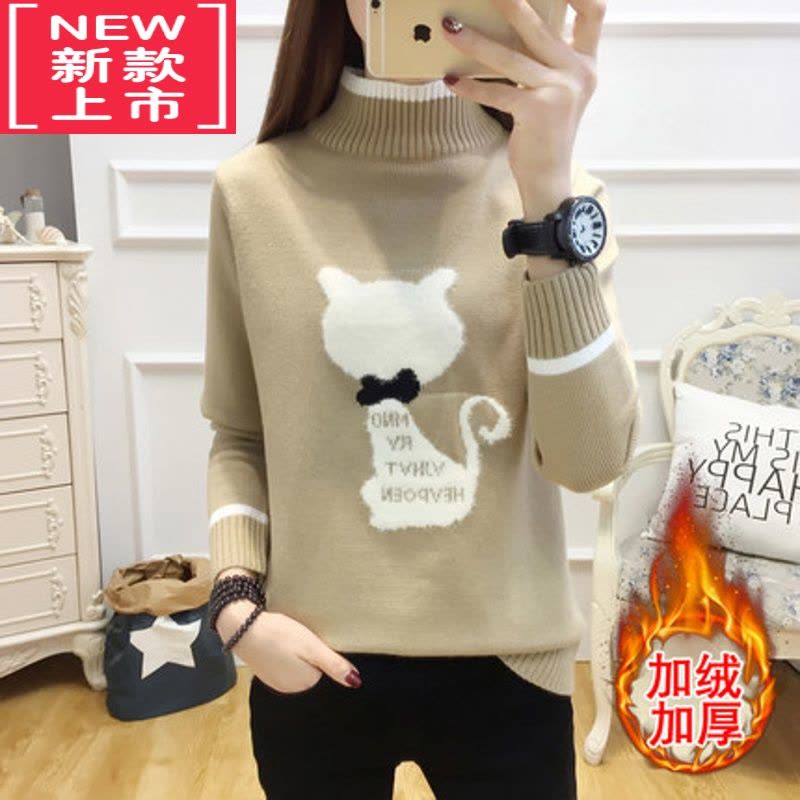 可莉允12岁大童女孩秋冬装圆领毛衣13高初中学生15岁针织打底衫保暖上衣图片