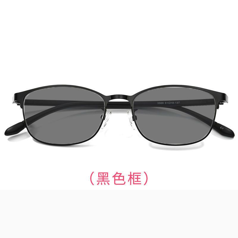 手机电脑感光变色看护目镜平光镜可配眼镜女防辐射眼镜近视眼镜|新款1-黑色镜框-变灰镜片 高清近视镜片[左右眼各175度]