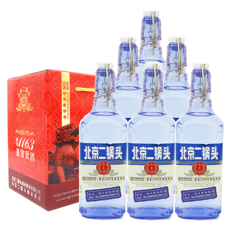 永丰牌 北京二锅头(出口型小方瓶)蓝瓶42度 整箱装 500ml*6瓶 清香型白酒 新包装发货高清大图